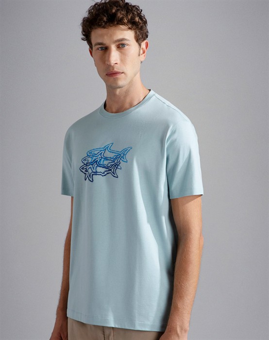 Multicolor Shark Print T-shirt